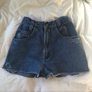 High Waisted Jean Shorts, Minimally Distressed